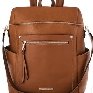 Poppy and Peonies Commuter Backpack in cognac
